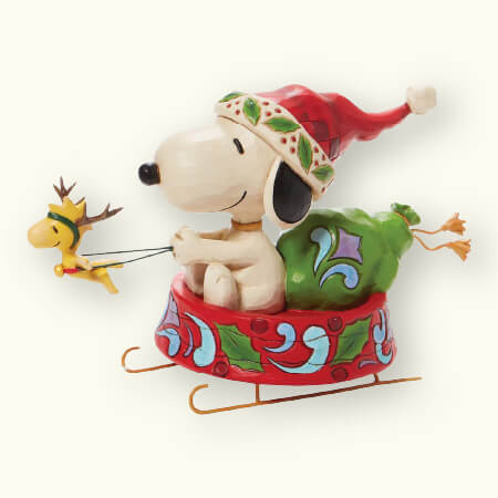 Santa Snoopy in Dog Bowl Sled