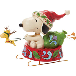 Santa Snoopy in Dog Bowl Sled